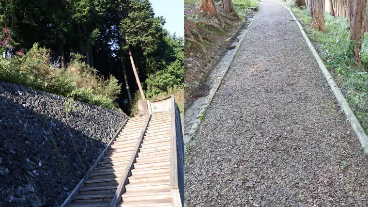 （入口からしばらくはふわふわとしたウッドチップが敷いてあるので、快適です。）